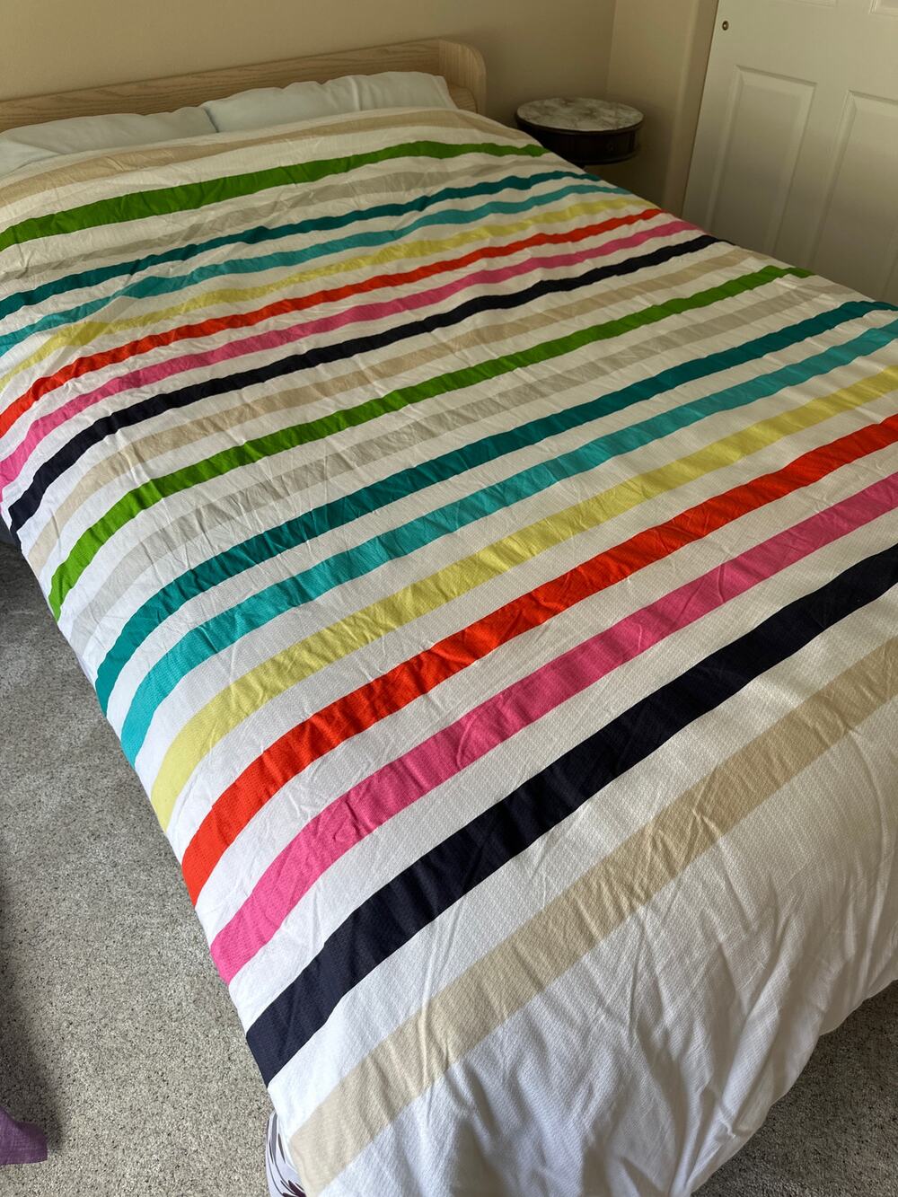 Twin Kate Spade Candy Stripe Comforter Brightly Colored with White Background